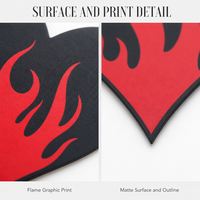 Votre LOGO ICI - Cache-tétons personnalisés imprimés flamme cœur noir et rouge mat - Vente en gros OEM