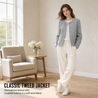 Veste Courte Femme Doublée Sherpa Style Vintage Workwear Col Large Ourlet à Cordon Chaude Hiver Manteau Femme ODM OEM