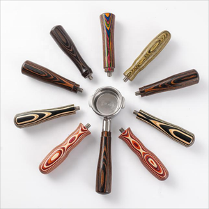 Porte-filtre à café <span class=keywords><strong>Delonghi</strong></span> E61 de 51 mm, 54 mm, 58 mm avec double bec verseur et panier à 2 tasses, compatible avec le groupe E61, avec poignée en bois - Product Image 2