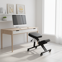Chaise ergonomique moderne à genouillères avec hauteur réglable et roulettes, en cuir PU, pour bureau, salon et cuisine