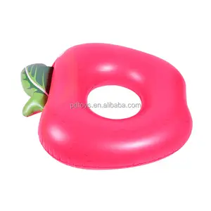 Customized Summer Inflatable PVC Beach Party Pool Float Tube Red Apple Fruit Swimming Rings for Adults and Kids