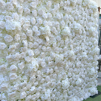 Sunwedding sutra putih mawar dan Hydrangea bunga buatan dinding elegan dekorasi latar belakang pernikahan