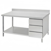 Table de travail professionnelle sur mesure pour cuisine commerciale, construction robuste, acier inoxydable 201 304, 2 niveaux avec tiroirs