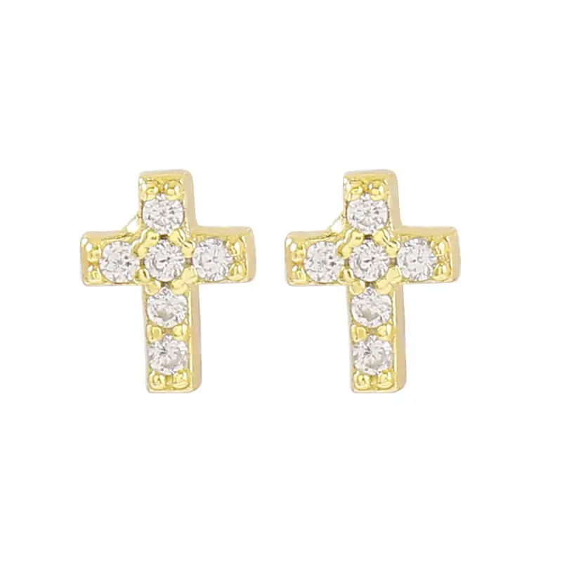 Женские серьги-кресты из серебра 925 пробы с бриллиантами