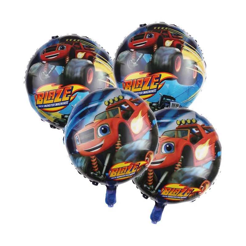 QAKGL mainan anak-anak balon mobil helium foil mesin Monster Blaze dan the Monster mainan pesta ulang tahun dekorasi 18 inci bentuk bulat