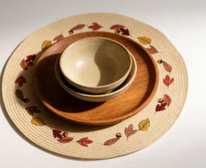 מחצלת שולחן אוכל אקולוגית, לא רעילה, בסגנון זן אסייתי, מבד ראטן, מלבנית, ארוגה בעבודת יד, רקומה, דמוי דשא, לבית - Product Image 6