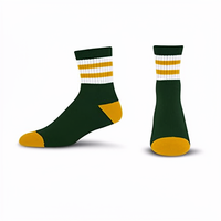 Chaussettes mi-mollet décontractées en coton respirant pour hommes, style rétro, blocs de couleur et rayures, écologiques, personnalisables avec logo – Vente en gros