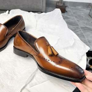 Zapatos de Vestir Formales de Alta Gama Estilo Británico, Clásicos y Elegantes, con Flecos Grabados con Láser, de Piel Genuina para Hombre - Product Image 6