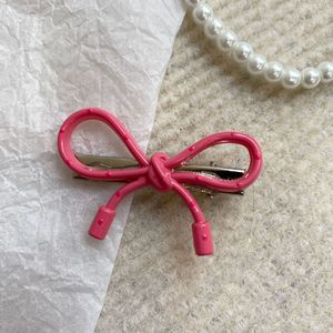 Korean Minimalist Polka Dot Pink Bow Hair Clip Ins Luxury Versatile Fringe Clip Side Hair Accessories for Women - Product Image 4