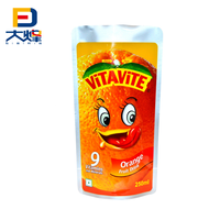 Sac d'emballage de buse de boisson de jus paille de boisson à l'intérieur sac de poche de jus debout en nylon personnalisé avec trou de paille