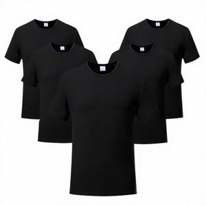 เสื้อยืดคอกลมแขนสั้นผ้าซาตินสีดำ 100% โพลีเอสเตอร์ ไซส์ US สำหรับผู้ชาย พิมพ์โลโก้แบบรีดร้อน แห้งเร็ว ระบายอากาศได้ดี - Product Image 1