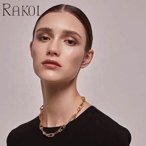 Rakol NP2193ทันสมัยสร้อยคอห่วงโซ่ชุบทองแท้แบบฮิปฮอปเครื่องประดับสร้อยคอดีไซน์เรียบง่าย - Product Image 1