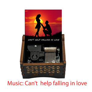 Manivela de madera Wind up Music Box <span class=keywords><strong>Singer</strong></span> Fans Friends Family Festival Regalos de Navidad (no puedo evitar enamorarme) - Product Image 2