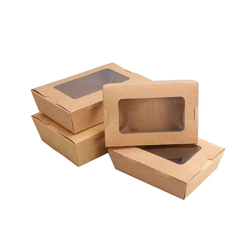 High Quality Kraft Paper Mini Bento Cake Box Snack Chicken Boxes Packaging With Window