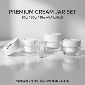 Juego de tarros de crema de lujo de doble pared de 50g, 30g y 15g, tarro cosmético de PS con revestimiento interior de ABS y espátula, envase para el cuidado de la piel de marca privada - Product Image 1