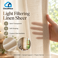 Voilages blancs effet lin grande largeur, filtrant la lumière, pour la décoration intérieure des portes coulissantes de patio modernes