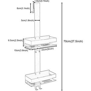 Porte-savon de salle de bain à 2 niveaux Étagère suspendue pour salle de douche Support de porte en verre Panier de ménage Panier de <span class=keywords><strong>rangement</strong></span> pour toilettes Double pour la maison - Product Image 5