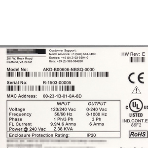 Variador de Frecuencia AKD-B00606-NBSQ-0000 100% Original, 2.38KVA, IP20, Variador de Control de Movimiento - Product Image 5