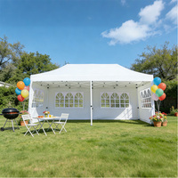 Carpa Plegable de Doble Capa 10x20 con Marco de Aleación de Aluminio y PVC Impermeable, Toldo Exterior con Paneles Laterales Resistentes al Viento