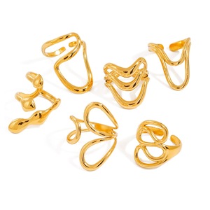 Geometric Irregular Adjustable <b>Opening</b> <b>Ring</b> Stainless Steel Unisex Fashion Jewelry Gift Design - Product Image 1