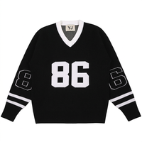 Pull en coton personnalisé avec logo pour homme, tricot jacquard décontracté, pull de football, col rond, jersey tricoté, pull d'hiver pour homme