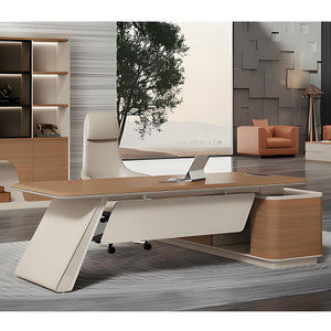 Hiện đại sang trọng L hình quản lý CEO văn phòng máy trạm làm việc điều hành bàn trắng với ngăn kéo cho thiết kế bàn phòng - Product Image 5