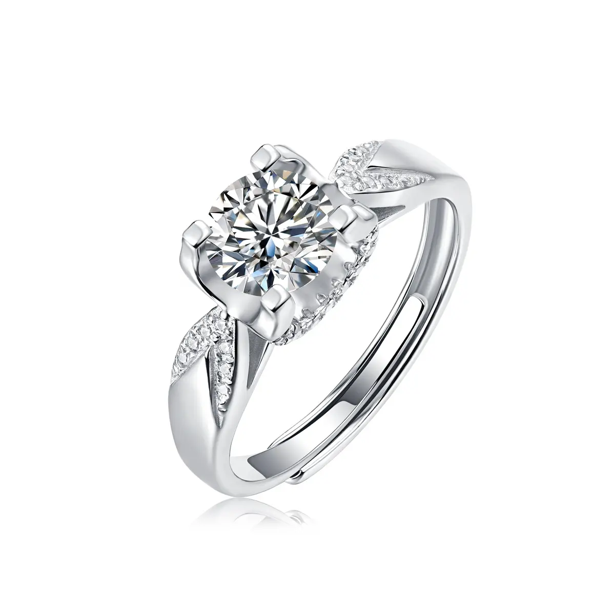 Escena delicada mujer 925 anillo de plata esterlina 3A + Zirconia cúbica boda diamante anillo de joyería ajustable