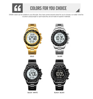 Jam Tangan Digital SKMEI 2659 Tali Baja Anti Karat Tahan Air 30M, Stopwatch Waktu Ganda Bisnis Roj Grosir Desain Logam Klasik