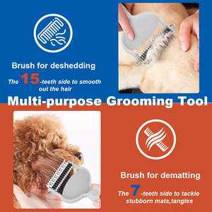 Cepillo Portátil de Plástico y Acero Inoxidable para Aseo de <span class=keywords><strong>Perros</strong></span> y Gatos, Peine para Eliminar Pelo Muerto y Desenredar, Rastrillo para Subpelo - Product Image 5