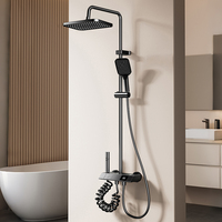 Ensemble de douche numérique thermostatique avec affichage LED, 4 fonctions, pommeau pluie et douchette à main, finition gunmetal, vente en gros usine pour salle de bain