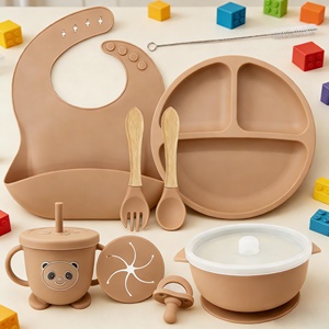 Juego de Platos de Silicona para Bebé con Logotipo Personalizado, Libres de BPA, Platos de Succión para Bebés y Niños Pequeños, Vaso Antiderrames, Juego de Alimentación para Bebés Reutilizable, Bonito y No Tóxico - Product Image 3