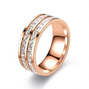 Stainless Steel Women's Trendy Wedding <b>Ring</b> <b>Set</b> Industrial Design Geometric Shape Rose <b>Gold</b> Plated Daily Wear Tryme - Product Image 5