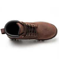 Botas de Trabajo de Cuero Resistentes al Agua para Hombre, Suela de Goma, Botas Industriales con Puntera de Acero, Zapatos de Seguridad Marrones, Botas de Seguridad S3