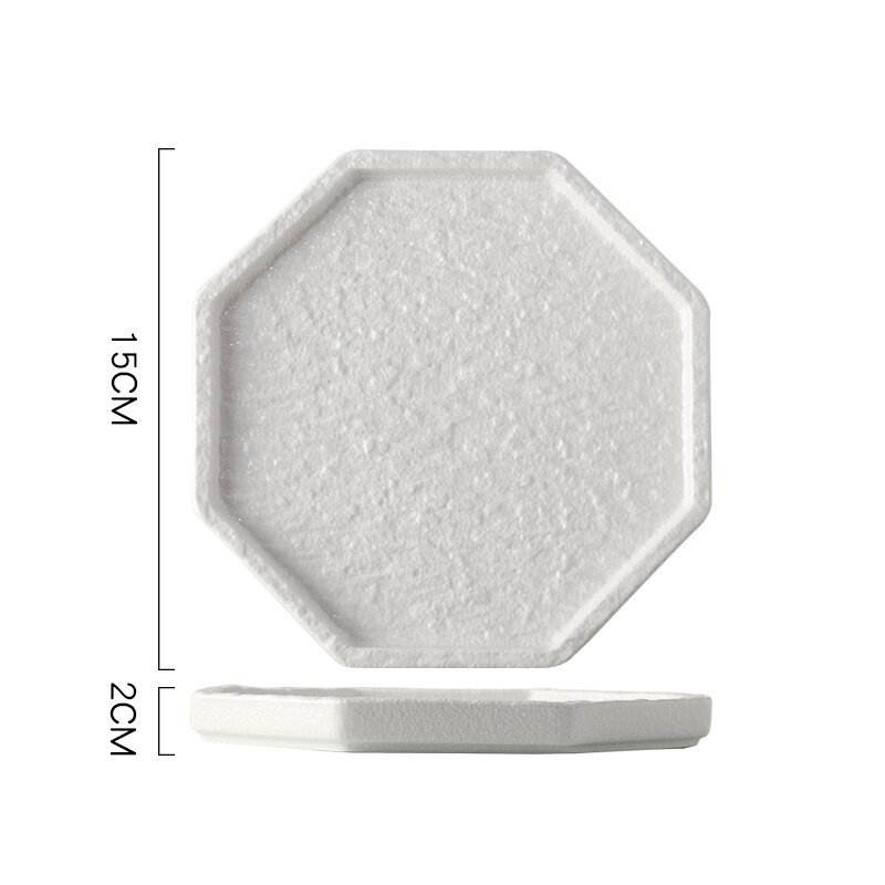 6inch eight-sided plate-rock white