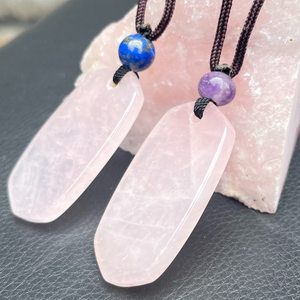 قلادة بتصميم هندسي من الأحجار الطبيعية، قلادة بوهيمية من الكريستال الخام والعقيق وكوارتز الوردي، سلسلة حبل، هدية - Product Image 3
