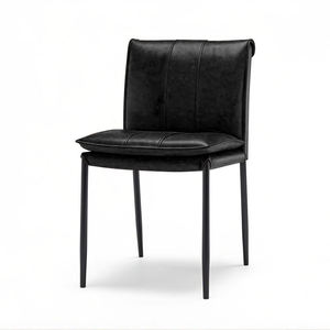 Chaise de salle à manger médiévale Wabi-sabi Dossier en cuir ciré Coussin de siège souple Chaise de loisirs Chaise rétro Filo Avery - Product Image 4