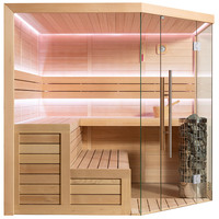Desain Baru Sauna Batu Panas Dalam Ruangan untuk 8 Orang, Sauna Uap Tradisional Dalam Ruangan dengan Lampu