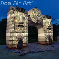 Arche géante gonflable LED en forme de totem maya, visage de pierre tribal ancien, portail d'entrée gonflable pour parc à thème, décoration de fête jungle