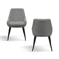 Ensemble de 2 chaises Gloria, revêtement en tissu gris, pieds en métal, chaises de salle à manger d'intérieur