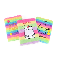 Journal en peluche mignon pour enfants, filles, étudiants, carnet en fausse fourrure, thème arc-en-ciel, cahier d'écriture, fournitures scolaires, cadeau, papeterie
