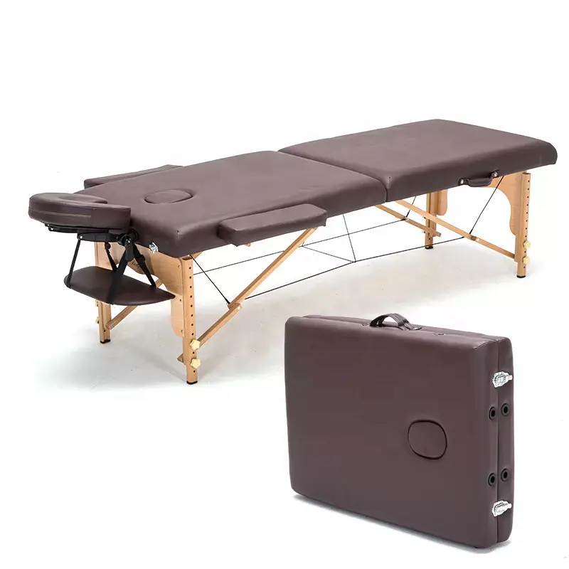 Yüksek kaliteli taşınabilir katlanabilir hafif ahşap masaj güzellik masa Spa masaj yatağı