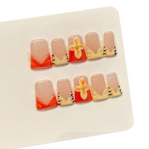 Original [Fei Hua Hu <span class=keywords><strong>Yun</strong></span>] Anillo Rectangular con Adornos Florales en Color Rosa y Naranja, Diseño de Lazo y Mariposa - Product Image 2