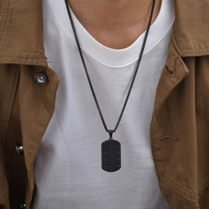 Pendentif <span class=keywords><strong>Alin</strong></span> classique et tendance en argent avec motif Dogtag et chaîne IPS en acier inoxydable, bijoux pour cadeau - Product Image 6