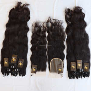 Tissage en lot brésilien naturel vierge avec Lace Closure 5x5 6x6 7x7 Hd Swiss Lace Closure Frontal - Product Image 2