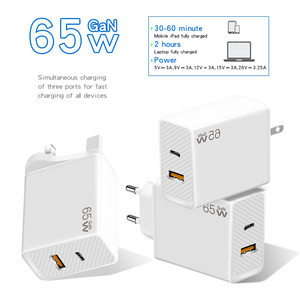 Caricatore 65W al nitruro di gallio (GaN) per laptop, adattatore di alimentazione multi-porta per ricarica rapida Samsung, Huawei, <span class=keywords><strong>Apple</strong></span> <span class=keywords><strong>iPhone</strong></span> - Product Image 5