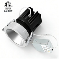 Plafonnier LED COB encastré anti-éblouissement de 3 pouces sans cadre, 5CCT ou lumière chaude dimmable, pour plâtre, avec certification ETL