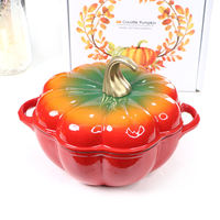 Pots et casseroles en fonte durables en forme de citrouille avec revêtement émaillé pour cuisinières à gaz et à induction – Vente en gros