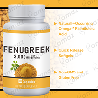 Capsules de Fenugrec Amaz OEM en Emballage Privé, 60 Unités, Complément Alimentaire pour le Soutien Hormonal, 3000mg par Portion, Extrait de Fenugrec