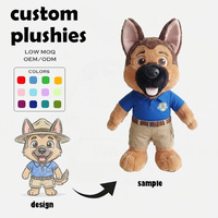 Peluche personnalisée : Berger allemand uniformé, douce, pour présentoirs extérieurs, coussin à câliner, jouet lesté sur mesure