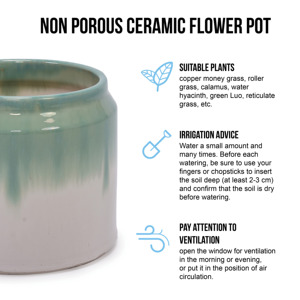 Juego de 2 Macetas de Cerámica Hechas a Mano con Esmalte Degradado Verde-Blanco, Macetas de Cerámica para Flores de 8.5 y 6 Pulgadas de Diámetro - Product Image 4